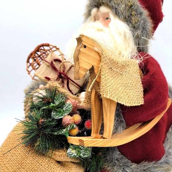 Vintage Santa Claus Figurine Riding In a Rustic Canoe w/ Presents - Picture 5 of 14